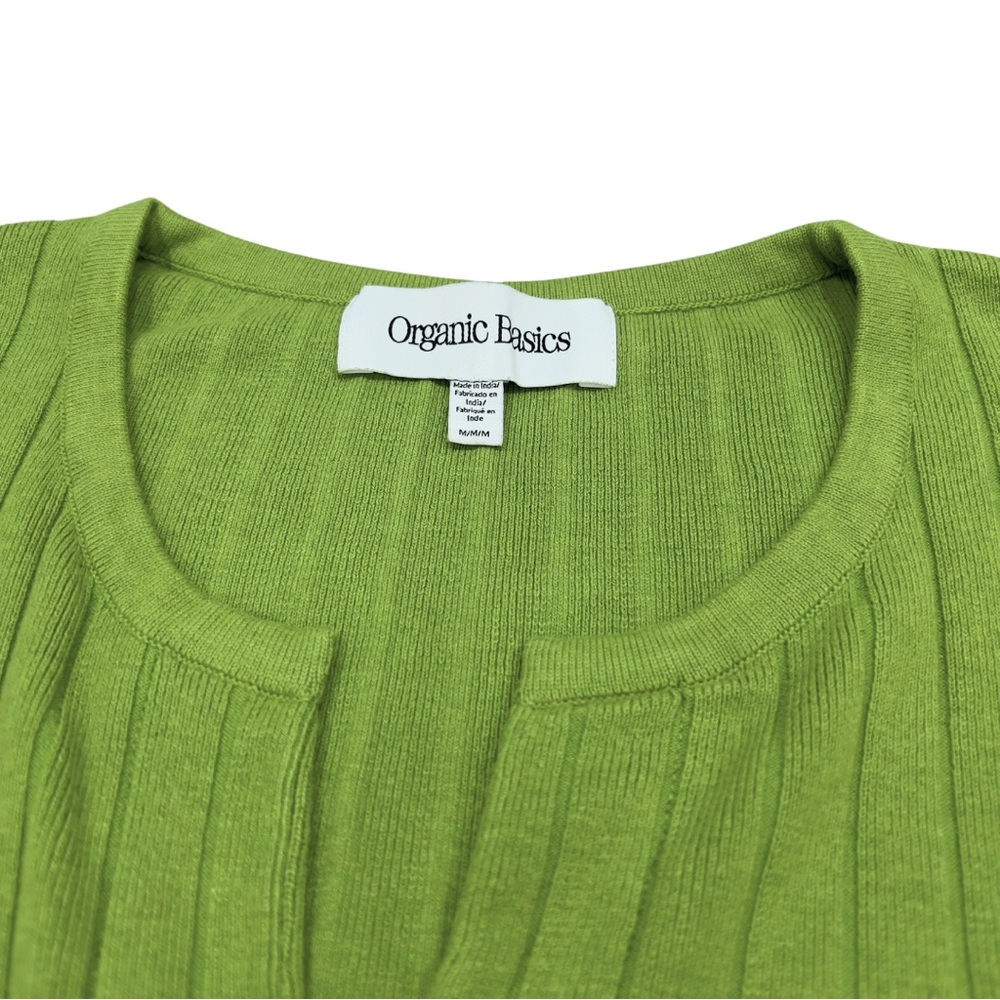 Organic Basics Lime Green Ribbed Button Cardigan - Picture 2 of 9